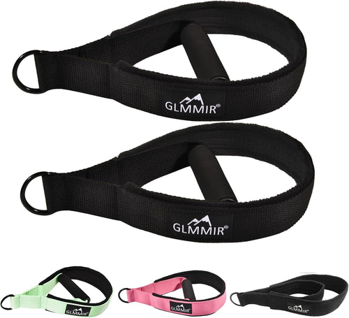 GLMMIR Pilates Double Loop Straps for Pilates Reformer, Fitness Metal D Ring Straps Handle, Pilates Accessories Yoga Wristbands Exercise Straps Pilates Accessories for Workout 2 PCS
