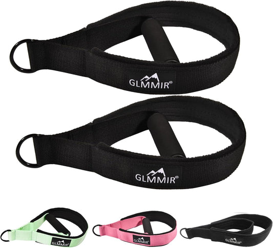 GLMMIR Pilates Double Loop Straps for Pilates Reformer, Fitness Metal D Ring Straps Handle, Pilates Accessories Yoga Wristbands Exercise Straps Pilates Accessories for Workout 2 PCS