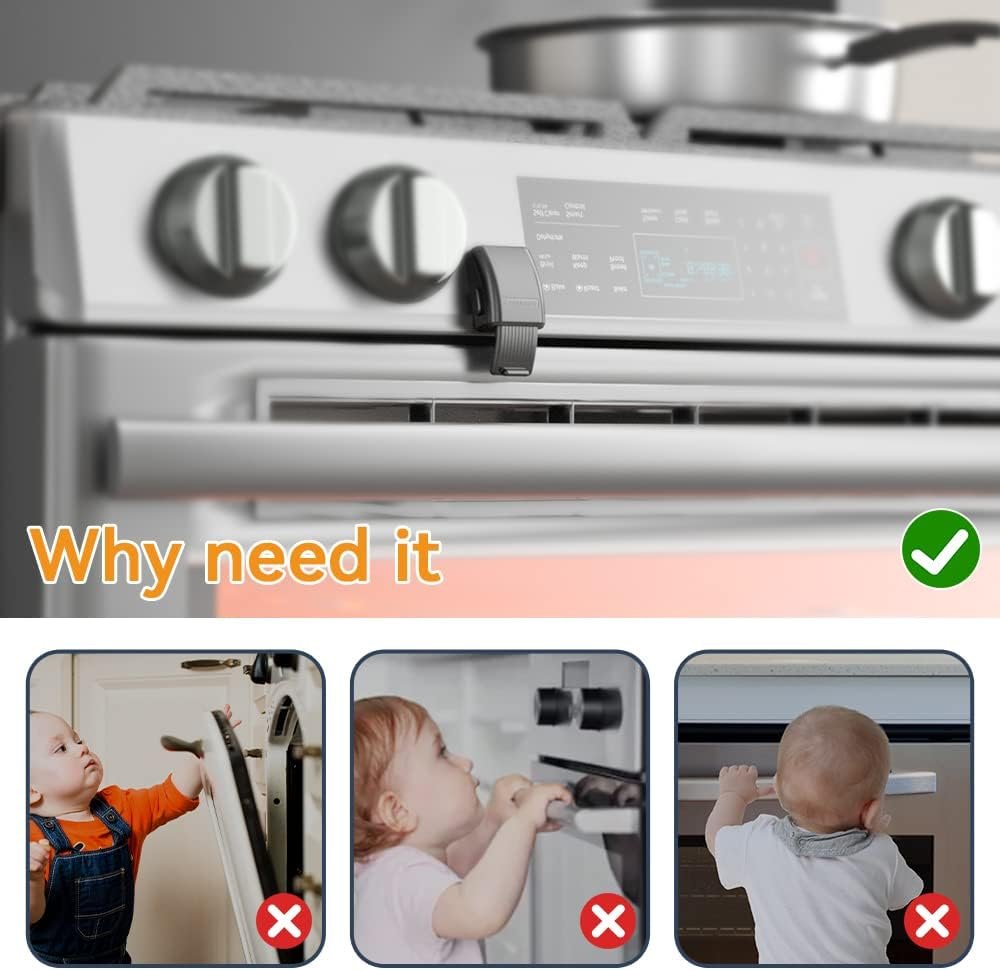 EUDEMON 1 Pack Updated Oven Front Lock,Childproof Oven Door Lock, Easy to Install & Use Durable and Heat-Resistant Material no Tools Need or Drill (Black)