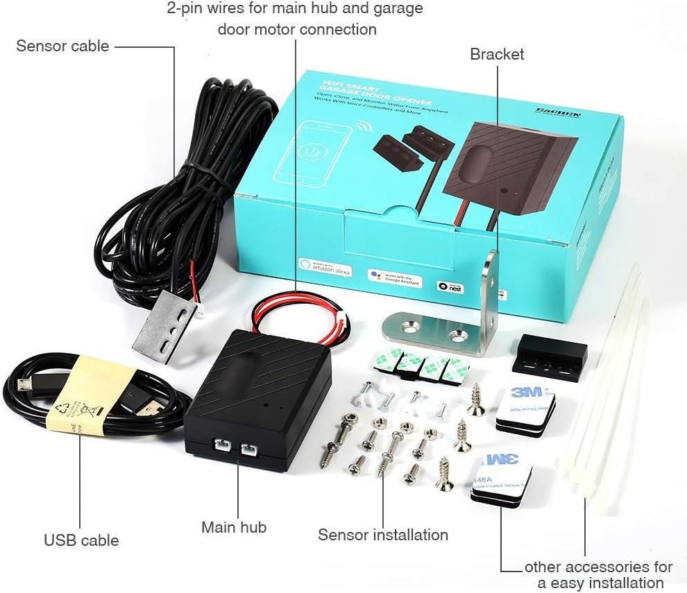 EACHEN Wireless Smart Home Garage Door Opener WiFi Remote Controller Works With TUYA Smart Life App Alexa Google Home IFTTT GD-DC5