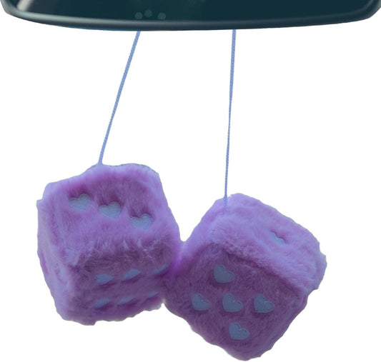 Car Interior Accessories Dice | 1 Pair Car Decorative Dice Pendant - Auto Plush Soft Dice Heart Embroidery Design for Door Handle Wall Decor
