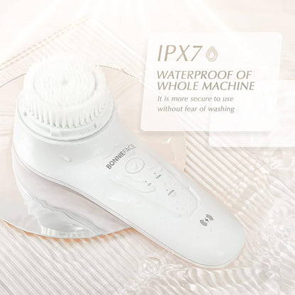 BONNIEFACE Sonic Facial Cleansing Brush for Deep and Through Facial Cleansing, Waterproof Face Scrubber and Ultimate Blackhead Remover for Daily Skin Care, Rechargeable and Gentle Face Exfoliator