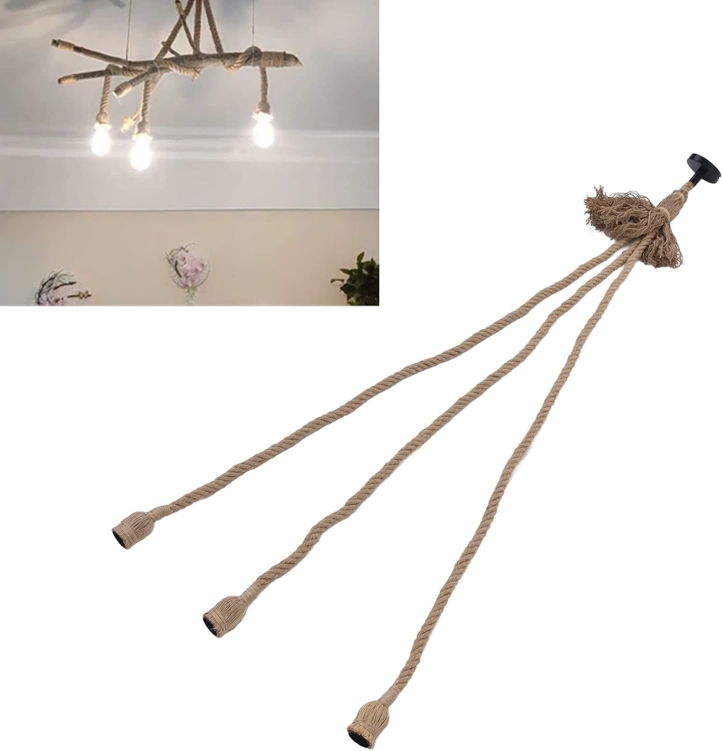 Vintage Hemp Rope Pendant Light Fixture Retro Hemp Rope Hanging Light Vintage Ceiling Light Lamp Retro Style for Dining Hall Restaurant Bar Lighting