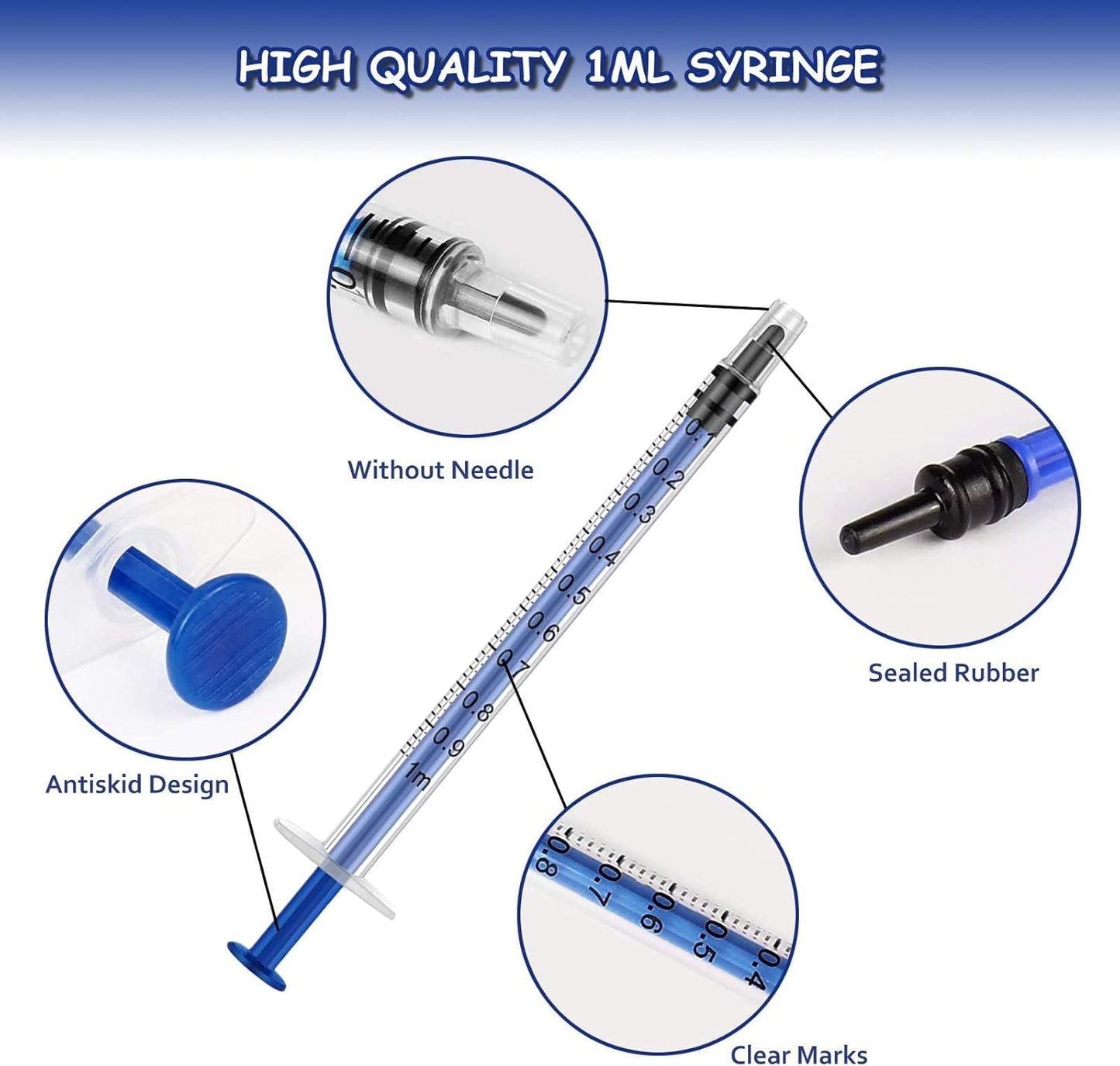 30Pcs Plastic Syringes, 1ml Measuring Applicator Syringe No Needle, Reusable Individually Sealed for Feeding Pets Refilling Liquids Glue Industrial Scientific Lab Experiments Oiling Watering