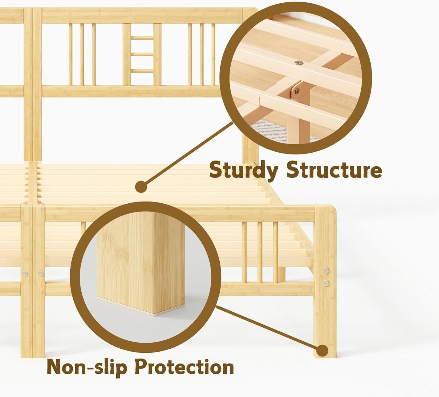Goltriever 14 Inch High Bamboo King Bed Frame with Headboard and Footboard, Wood Bed Frame King Metal Slat Support Heavy Duty, No Box Spring Needed, Easy Assembly, Noise Free, Reinforced