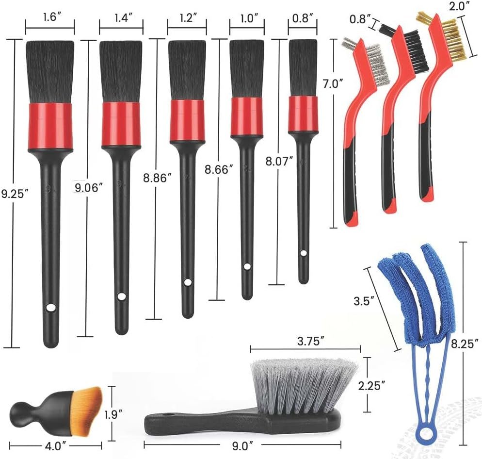 Car Detailing Brush Set, 11Pcs Car Detailing Kit Includes Car Interior Detailing Brushes, Car Wheel & Tire Brush for Rim Cleaner, Car Cleaning Brush for Dust, Engine Brush, Air Vent Brush