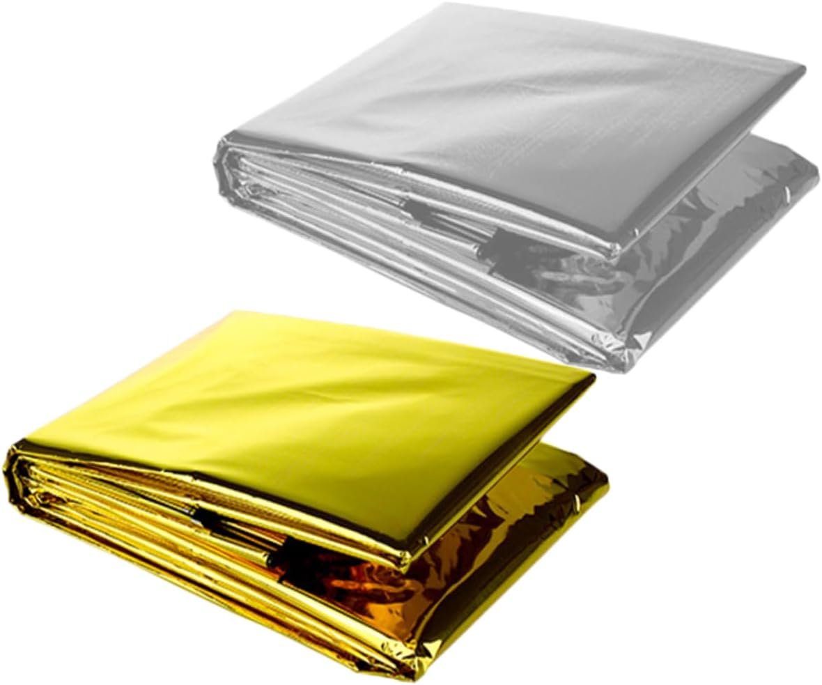 TOBBOMEY 2pcs Insulation Blanket Blankets Survival Survival Tarp Disaster Kit Emergency Poncho Emergency Tent Hurricane Supply List Body Warmers for Cold Weather Camping Gear Comfy Coating