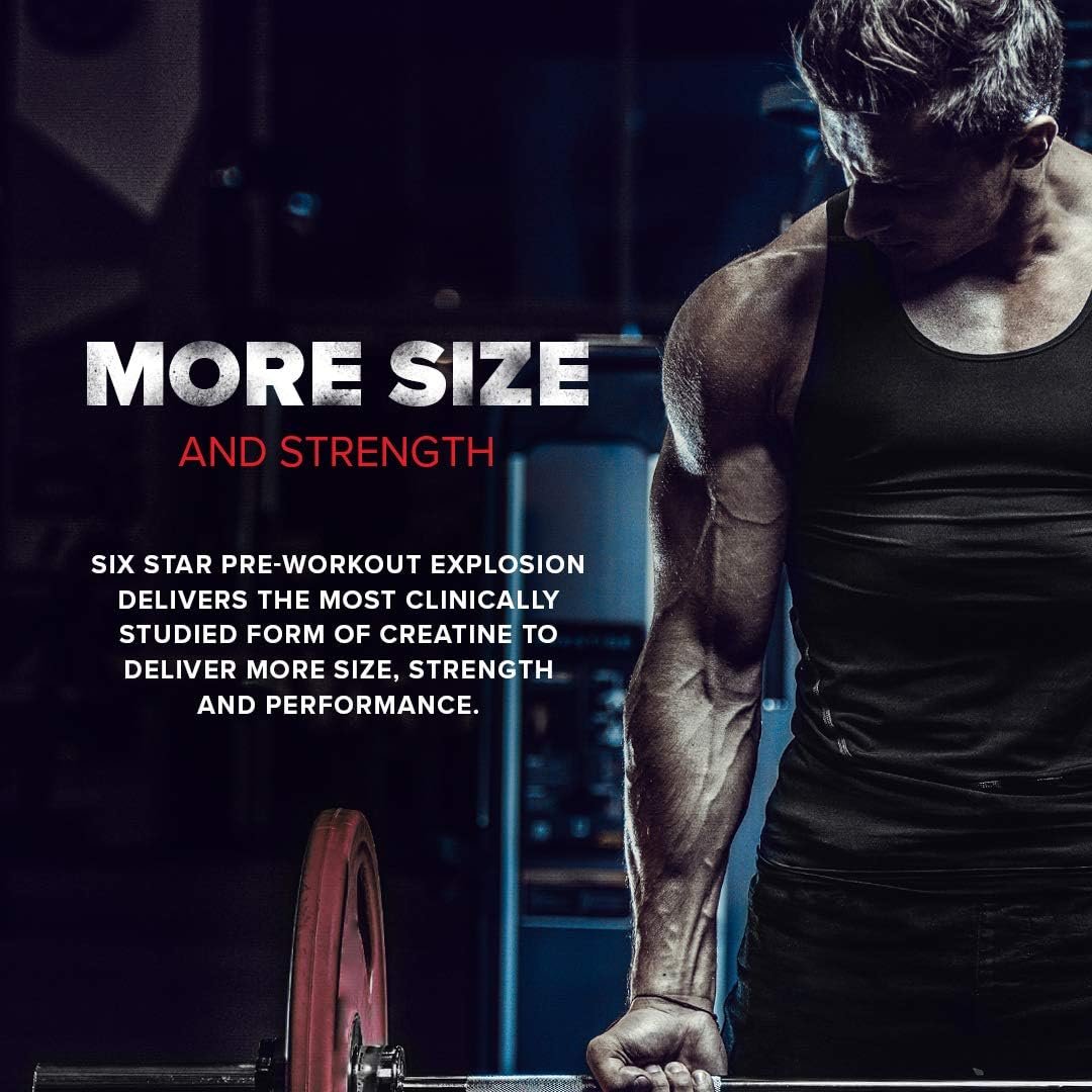 Six Star Pre-Workout Explosion, Blue Raspberry (30 Servings) - Preworkout Energy Powder Supplement for Men & Women - Pre Workout Drink Mix with Creatine & Beta Alanine -Sports Nutrition Products