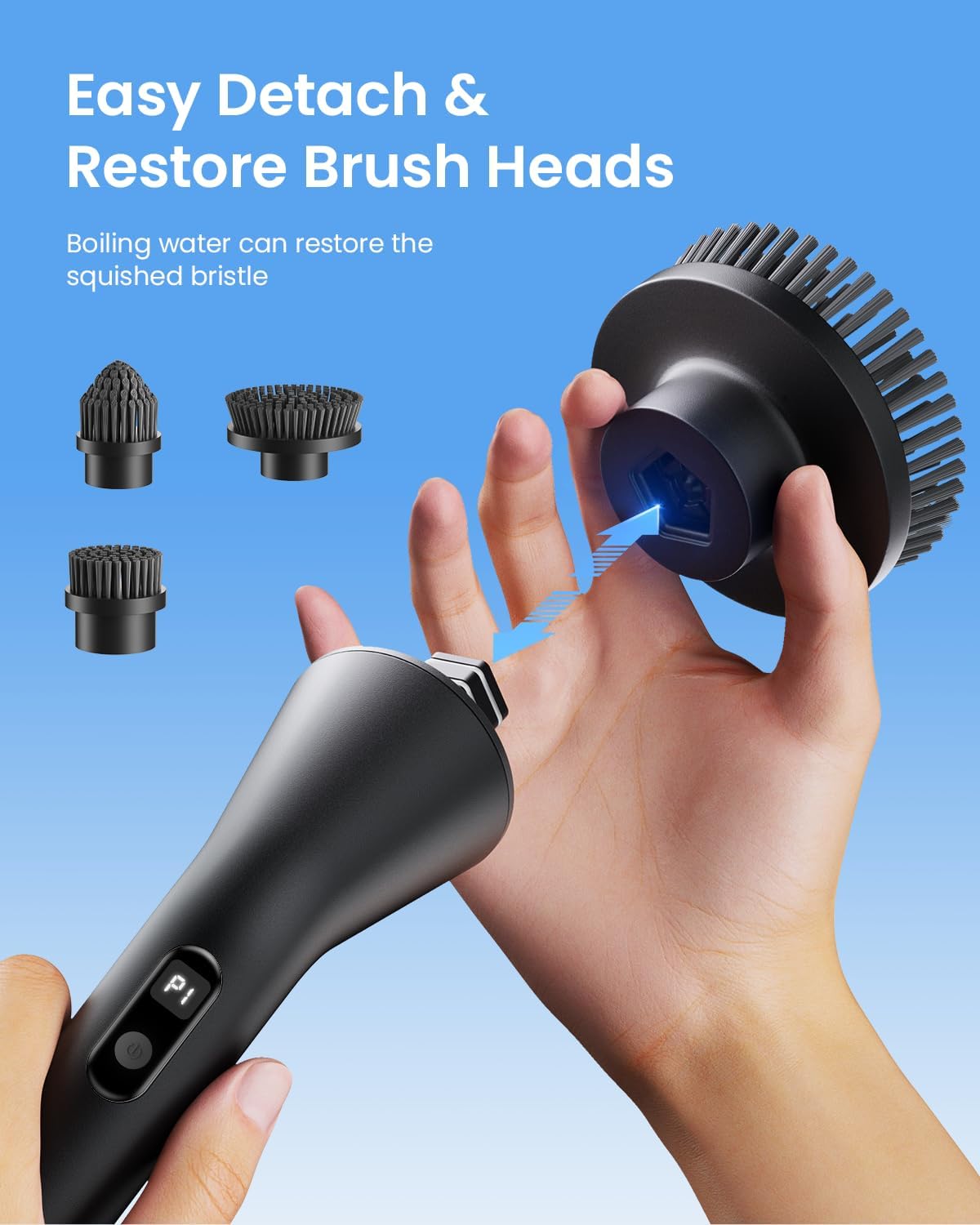 Leebein Electric Spin Scrubber, Upgraded Cordless Cleaning Brush Bathroom Scrubber, IPX7 Waterproof Shower Scrubber with 7 Brush Heads, Extendable Long Handle and 2 Speeds Scrubber for Bathtub Floor
