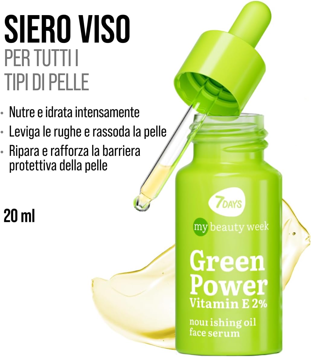 7DAYS - Vitamin E Facial Serum - Nourishing Serum with Avocado Oil and Peptides - Korean Anti-Aging Moisturizing Serum - Anti-Wrinkle Facial Serum for Mature and Dry Skin