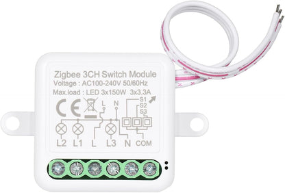 3CH Zigbee Mini Smart Switch Relay Module Support 2 Way Control Switch for Smart Home Automation, Compatible with Alexa Google Home