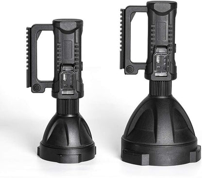 Hunting friends Super Bright Rechargeable Spotlight, Handheld Tactical Flashlight 4 Modes High Power Portable Waterproof LED Searchlight USB Output P90 Camping Torch for Outdoor (P90-Large Size)