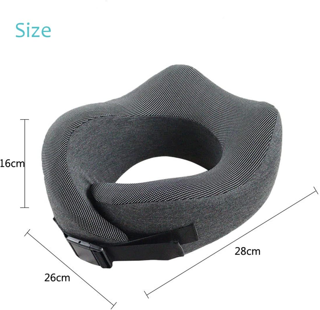 Travel Pillow 100% Pure Memory Foam Neck Pillow, Pillows for Sleeping, Car and Airplane Travel Essentials, Travel Kit with 3D Contoured Eye Masks, Earplugs and Luxury Luxury Bag (Grey)