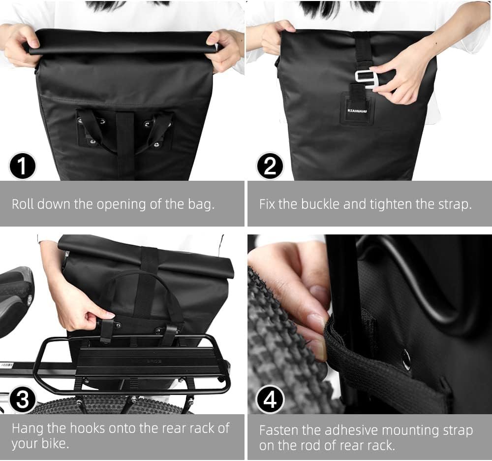 Waterproof Bike Rear Rack Bag 20L Bike Side Storage Bag Laptop Pannier Bag Bicycle Trunk Rear Seat Carrier Pack Shoulder Bag for Cycling Traveling Riding