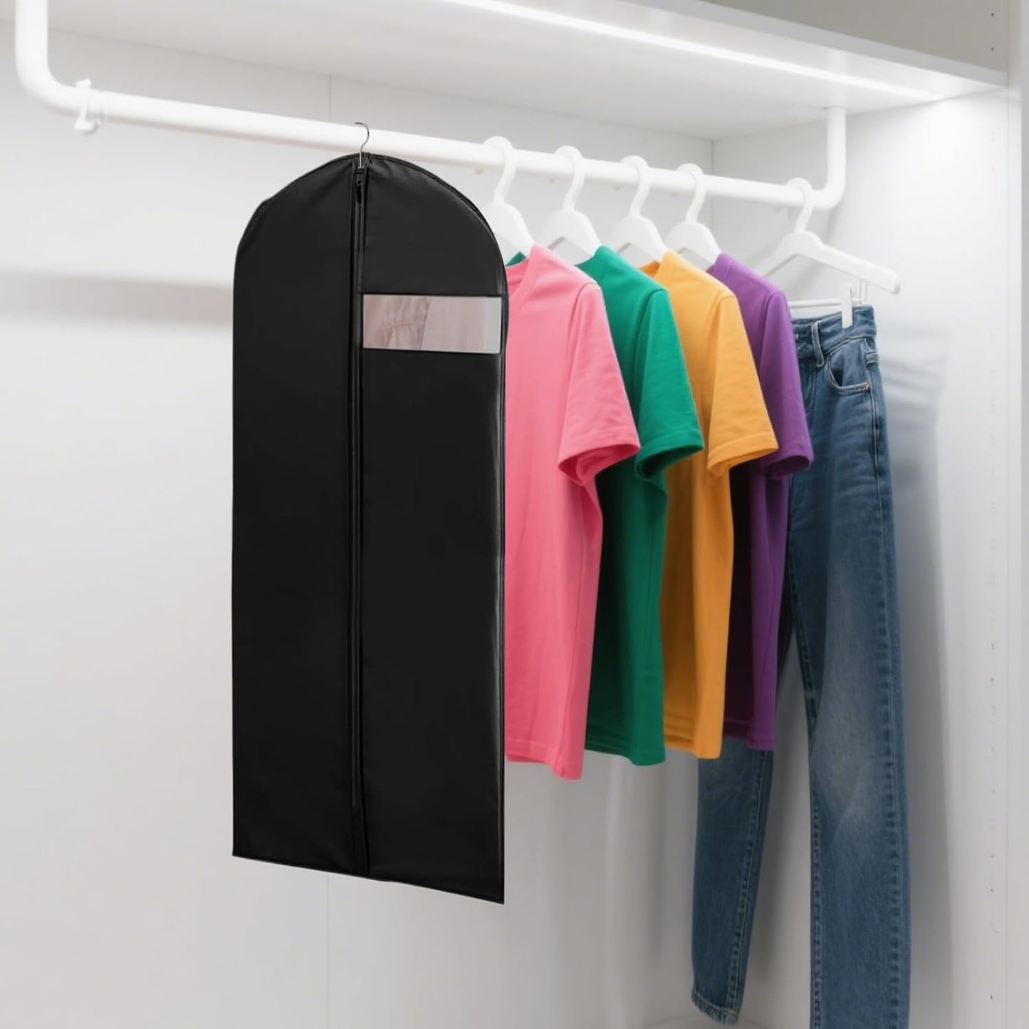 Bags, Coat Storage Organizers, Hangable Space Saver with Zipper, Dustproof Protective Cover Jackets, Shirts, Sweatshirts, Ideal for Closet Organization and Travel Clothing