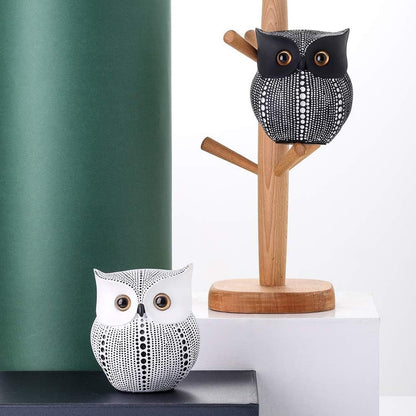 Owl Statue Home Decor (White) for Home Living Room Bedroom Bookshelf TV Stand Bedside Stand Office Decor