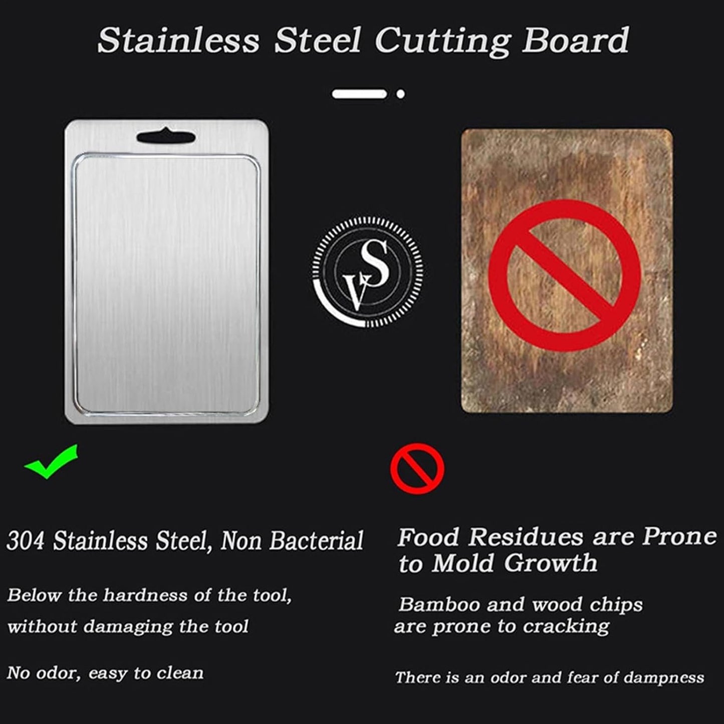 Chopping Board - Stainless Steel Cutting Board | Fruit Cutting Block | Double Sided Metal Chopping Plate | Non-Slip Slicer Pad | Fruit Cutting Block | Kitchen Baking Tool for
