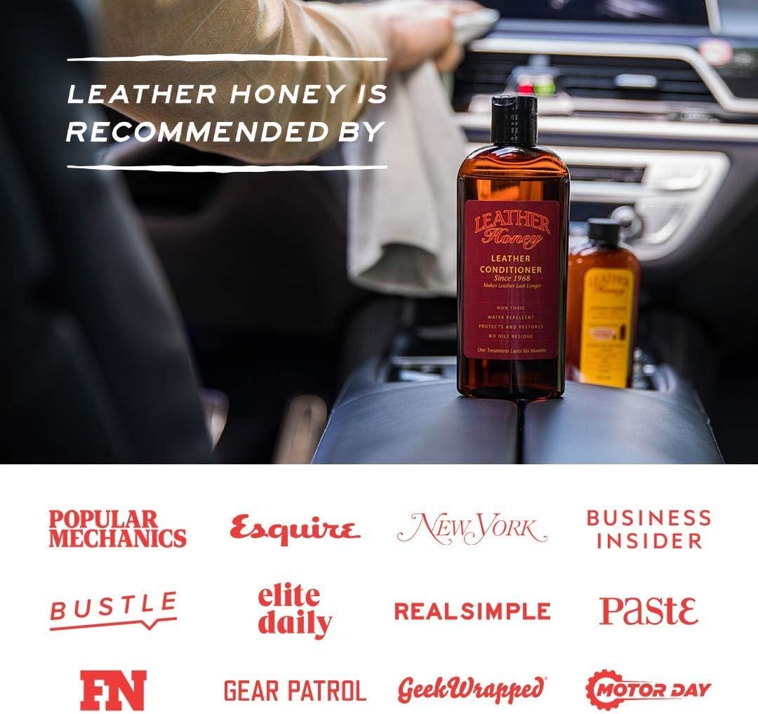 Leather Honey Leather Conditioner - Quality Leather Care, Since 1968 - Leather Conditioner for Auto Interiors, Furniture, Shoes, Bags, Accessories & Apparel - 16oz