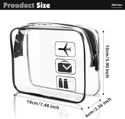 Airport Security Liquids Bag 20X20cm Clear Toiletry Bag Hand Luggage Regulations Waterproof Liquids Wash Bags Travel Accessory Holiday Essential (Black Bigger Zipper Model 2pcs)