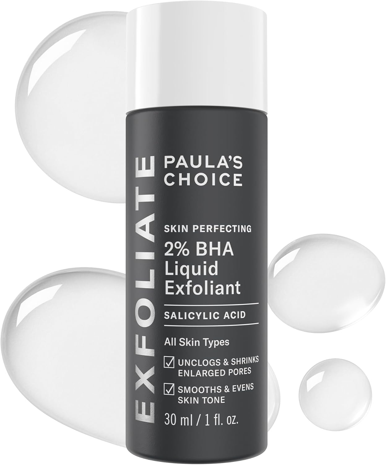 Paula's Choice Skin Perfecting 2% BHA Liquid Salicylic Acid Exfoliant, Gentle Facial Exfoliator for Blackheads, Large Pores, Wrinkles & Fine Lines, Travel Size, 30 mL Bottle