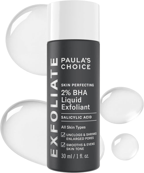 Paula's Choice Skin Perfecting 2% BHA Liquid Salicylic Acid Exfoliant, Gentle Facial Exfoliator for Blackheads, Large Pores, Wrinkles & Fine Lines, Travel Size, 30 mL Bottle