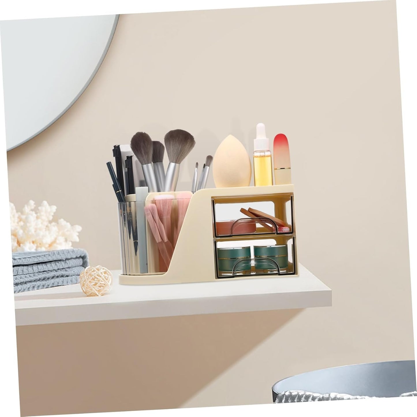 LOPUNER Desk Organizer Rotatable Storage Case Modern Divided Pen Holder Office Supplies Organizer Compact Sleek Design for Efficient Workspace Organization