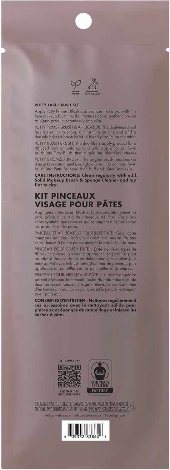 e.l.f. Putty Tools Trio 3 Face Brushes for e.l.f Putty Products Made with Synthetic Duo Fiber Bristles, Vegan and Cruelty-Free
