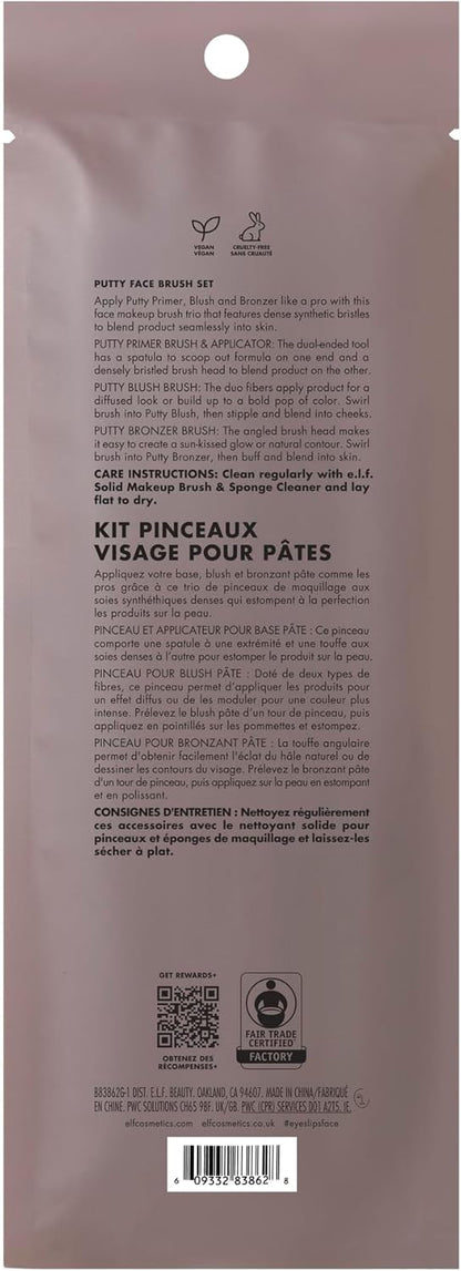 e.l.f. Putty Tools Trio 3 Face Brushes for e.l.f Putty Products Made with Synthetic Duo Fiber Bristles, Vegan and Cruelty-Free