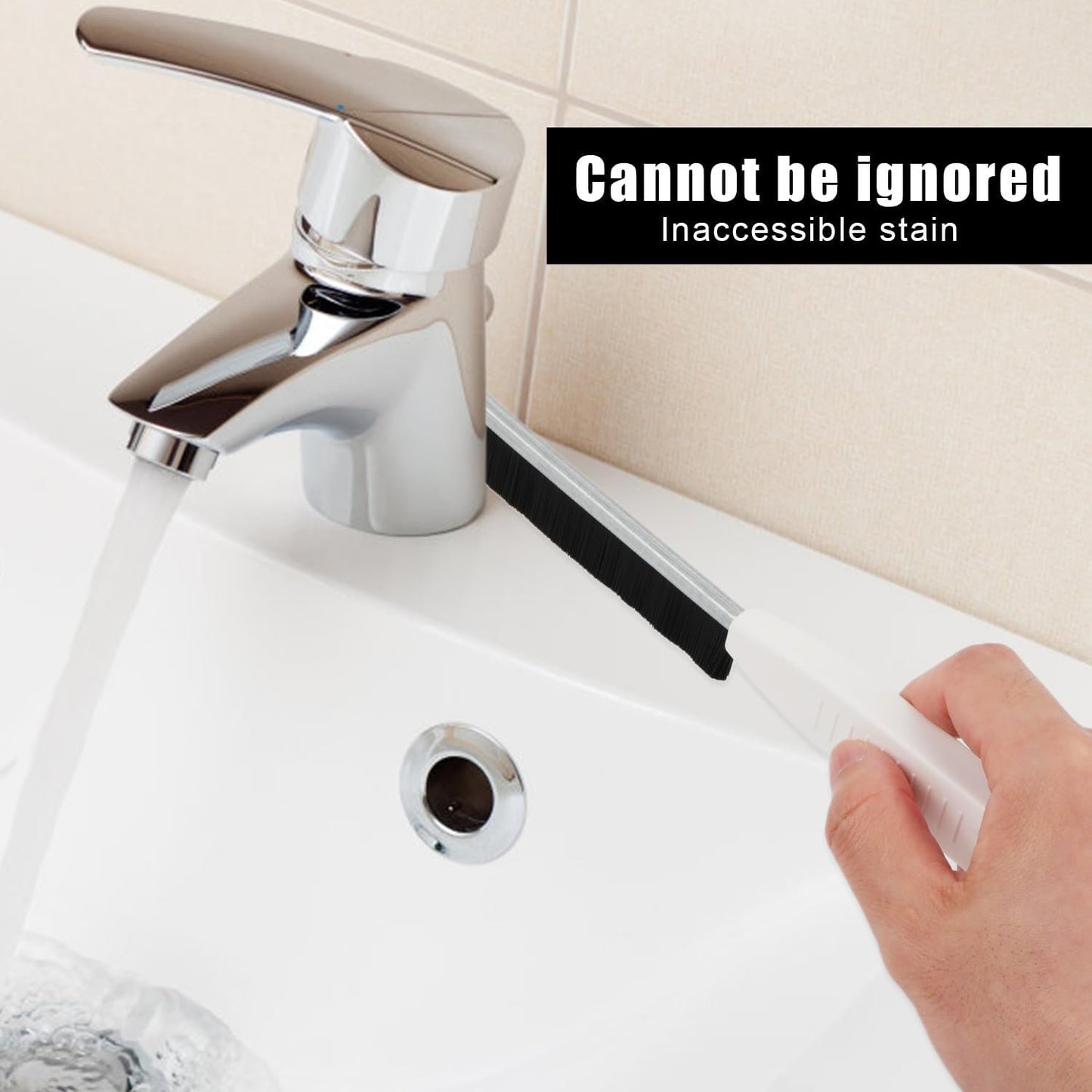 3pcs Gap Cleaning Brush, Hard Bristle Crevice Cleaning Brushes Dead Corners Multifunctional Brushes Clip Brush 2-in-1 Skinny Detail Cleaner for Household Kitchens Bathrooms Showers (Black)