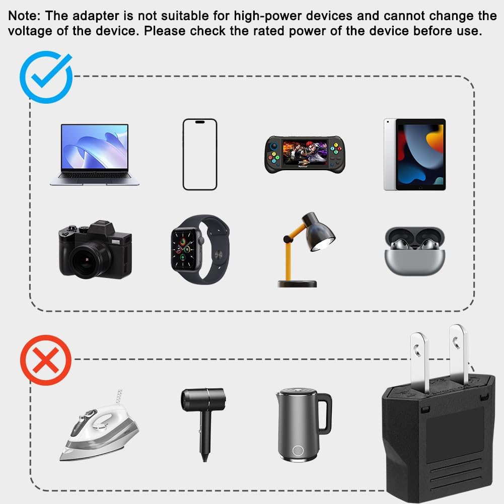 AXFEE 4 Pieces Travel Adapter, Universal European to American Pina Adapter, Italy to US Adapter, American Plug Adapter, for Europe/USA/US/China/Japan/Canada/Mexico