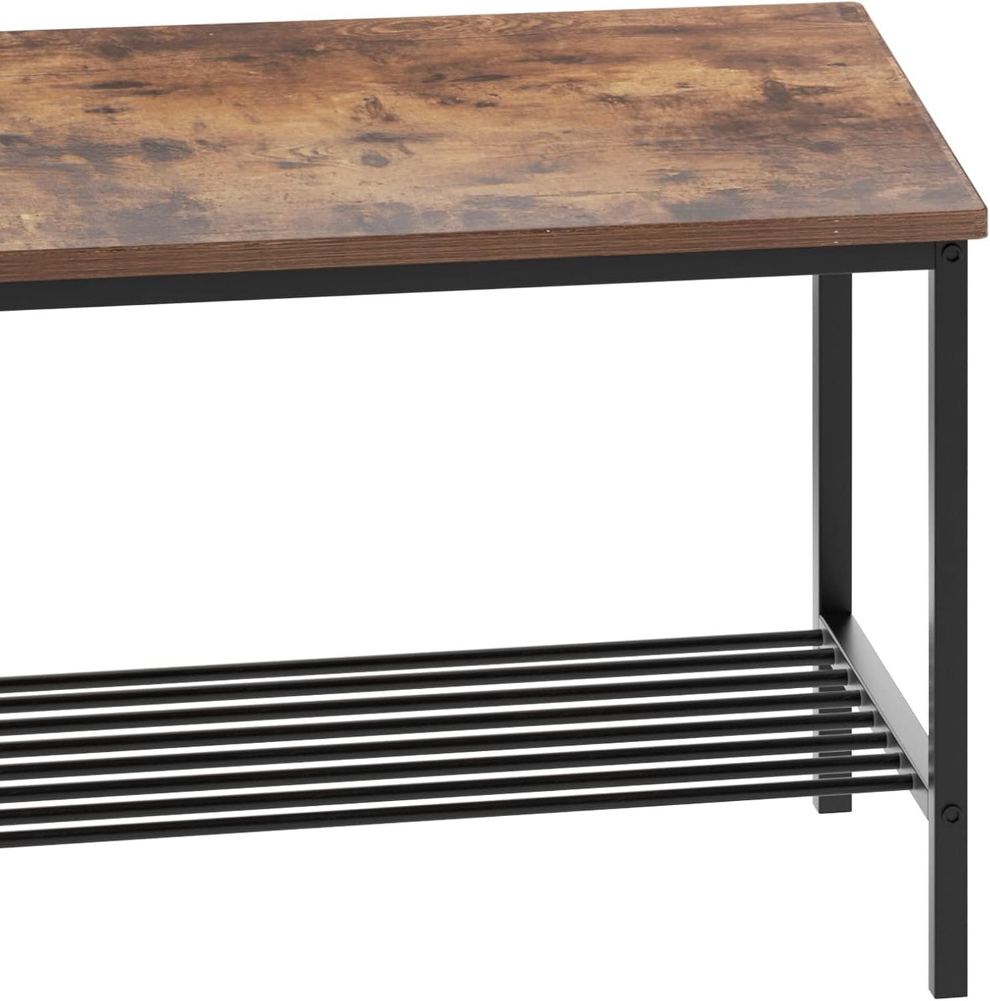 SDHYL Dining Table Set, Two Chairs and One Bench 4 Pieces Set Wooden Table Top with Metal Legs for Breakfast in Living Room, Kitchen Room, Dining Room,Space Saving Kitchen Table Set, Rustic Brown