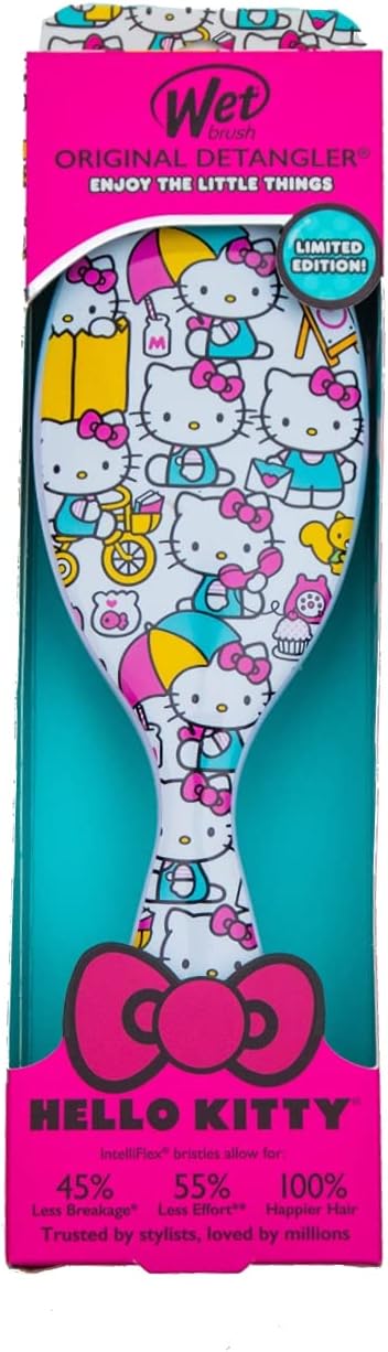 Wet Brush Original Hello Kitty Detangling Brush - Under My Umbrella - All Hair Types - Ultra-Soft IntelliFlex Bristles Glide Through Tangles with Ease, White, 1 Count