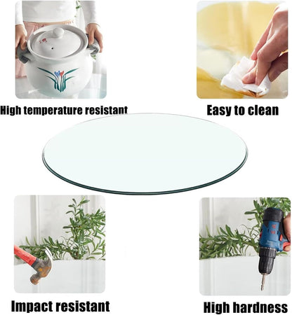 Tempered Glass Round Tabletop 80 cm/90 cm/100 cm, durevole Dining Table Glass Top, Sturdy Round Center Table Glass, Elegant Modern Design for Home and Office