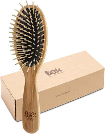 Tek big oval hairbrush in ash wood with short pins