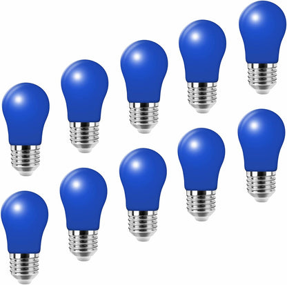 Jiotouhu Pack of 10 E27 Edison Screw LED Light Bulbs, 3 W (30 W), A50 Globe Light Bulb for Wedding, Halloween, Christmas Party, Bar, Mood Ambience Decor, Blue