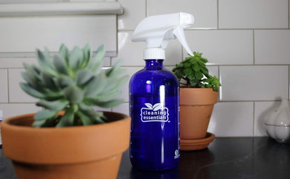 New Recipes 16 oz. Blue Glass Spray Bottle for DIY Cleaning with Essential Oils; 5 Non-Toxic, All-Natural Homemade Cleaning Recipes Printed Right on The Side. Durability Guaranteed. Made in USA.