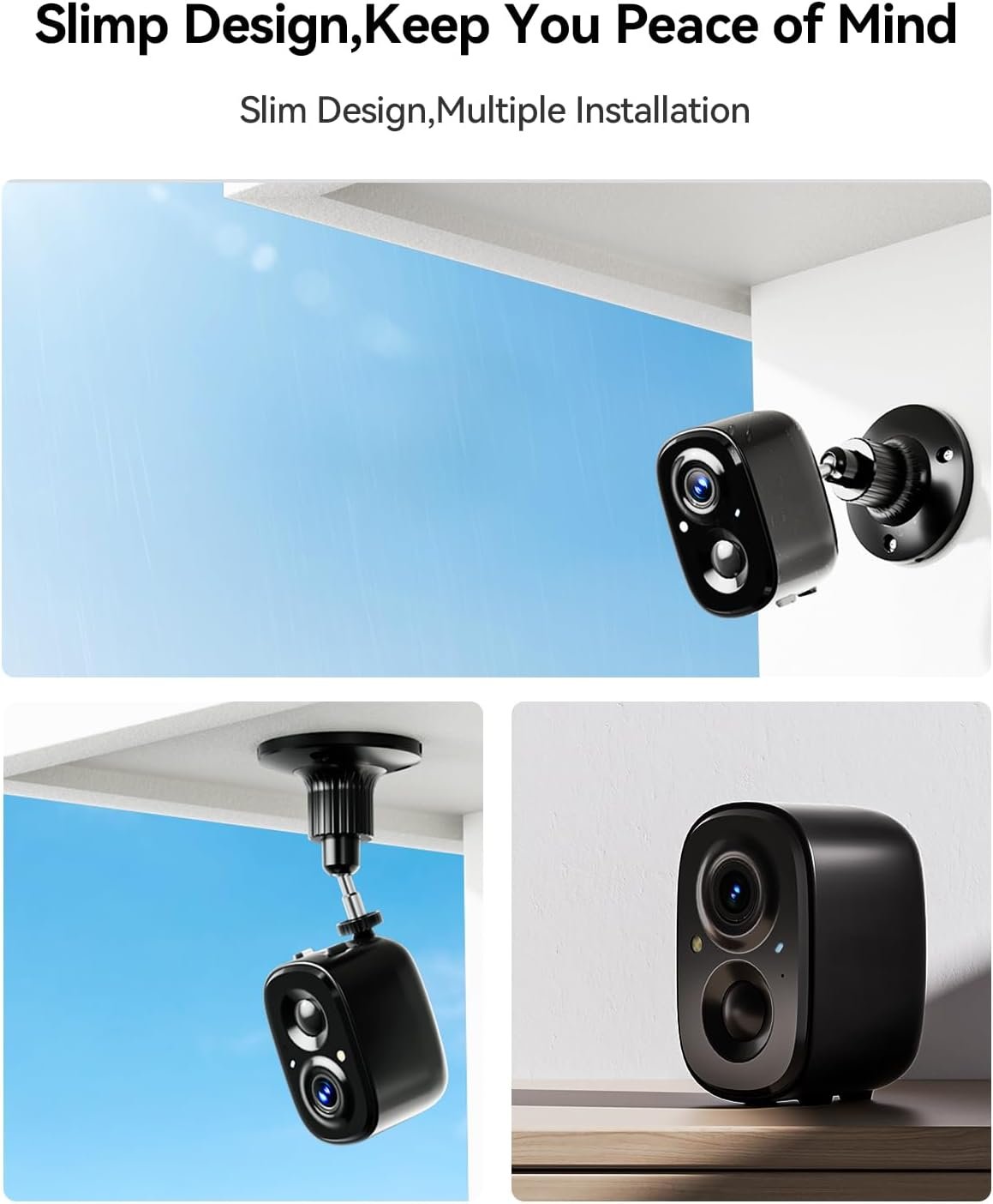 Security Camera -1080P Indoor & Outdoor Security Wireless Camera,Battery Powered WiFi Surveillance Camera for Home Security System with Alarm & Spotlight,Motion Detection,Color Night Vision,2-Way Talk