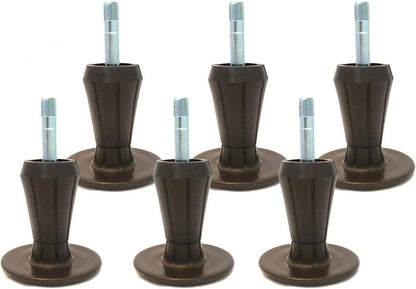 Steel Stem Plastic Bed Frame Glide | Sturdy Bed Frame Legs | Set of 6 | Protect Your Floor by Changing Your Bed Wheels with These Bed Frame Feet | Dark Brown | Set of 6