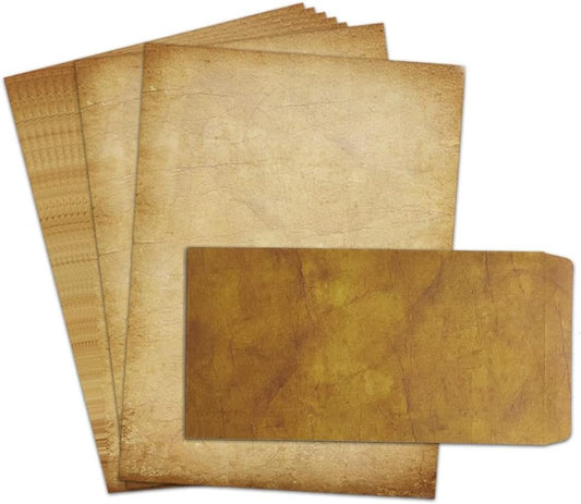 Paper Master 48 Pack Antique Stationary and Envelopes Set - 8.5inch x 11inch Double Sided Parchment Writing Old Fashioned Design & Printer Friendly Invitations, Scrapbook 8.5-x-11-Inch