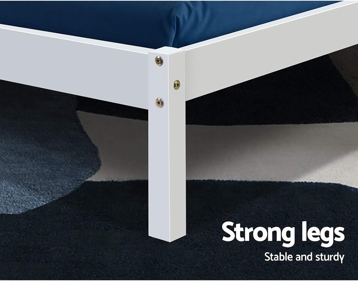 Artiss Bed Frame Wooden Double Size, White Classic Platform Bed Base with Headboard, Solid Pine Double Bed Base, 26CM Under Bed Storage, 300kg Capacity Timber Platform Bed Frame for Guest Room