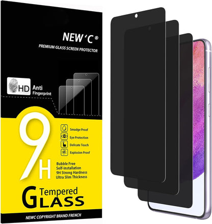 NEW'C 3 Pack Privacy Screen Protector for Samsung Galaxy S21 FE 5G, Enhanced 28-Degree Privacy Angle, Ultra Durable 9H Hardness, Bubble-Free