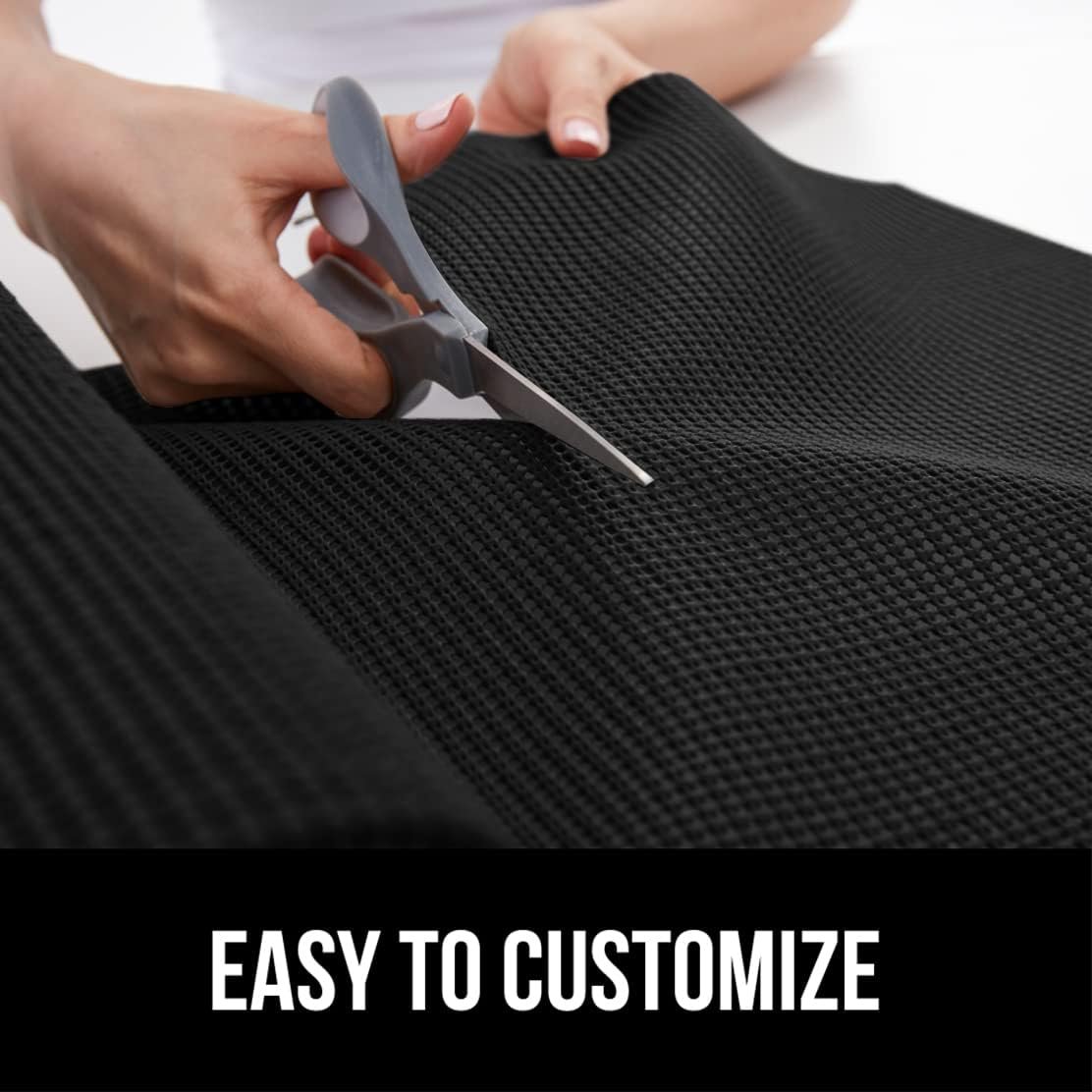 GORILLA GRIP Drawer and Shelf Liner, Strong Grip, Non Adhesive Easiest Install Mat, 17.5 in x 20 FT, Durable Organization Liners, Kitchen Cabinets Drawers Cupboards, Bathroom Storage Shelves, Black