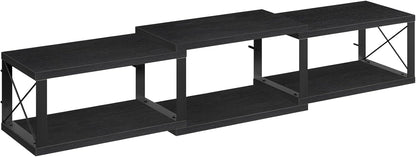 MAHANCRIS ATVHB10101 Floating Wall TV Unit Multimedia Console with Shelves, Floating Entertainment Center for Living Room, Bedroom, Office, Black