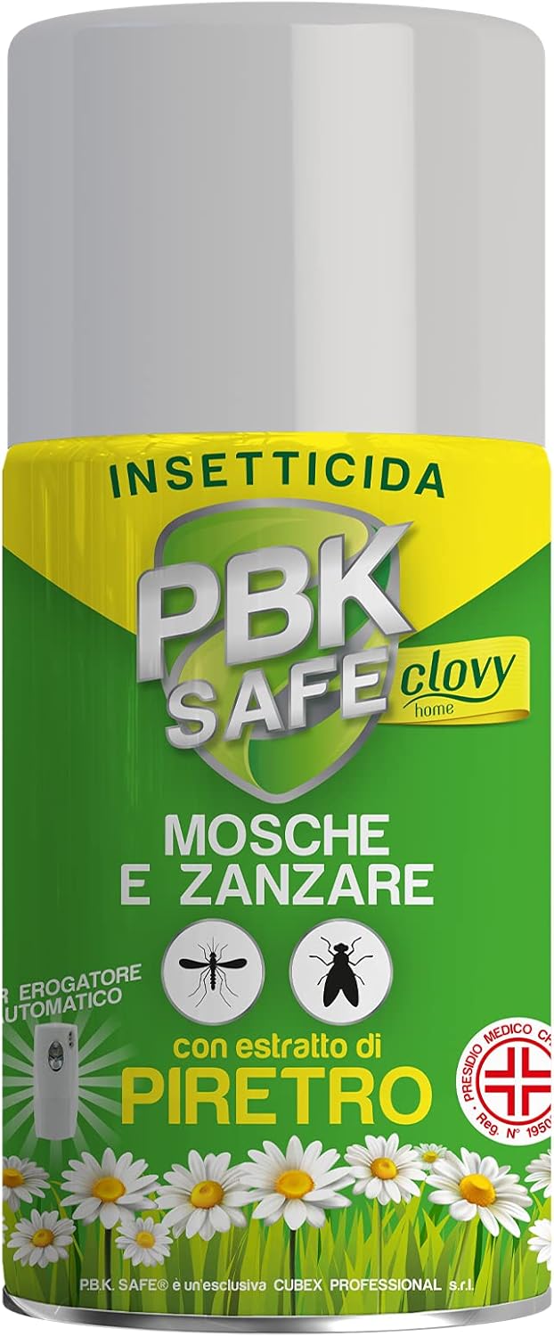 PBK Safe Clovy Home Aerosol Insecticide with Natural Pyrethrum Stop Flies and Mosquitoes, 1 Piece (3 Bottles + Dispenser)