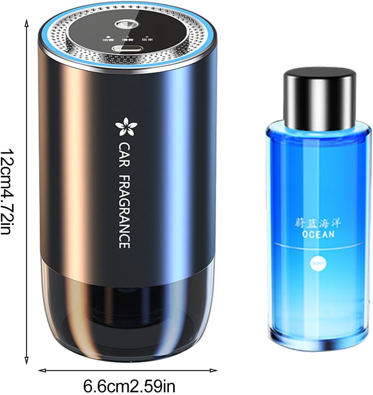 Gmokluytw Car Air Freshener, 50ml Intelligent Control Car Aromatherapy Diffuser, Car Fragrance Diffuser, Auto Air Freshener Diffuser, Oil Diffuser Atomizer for Home and Car