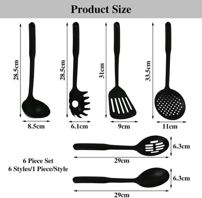 6 Piece Kitchen Cookware, Household Gadgets, Non-Stick Nylon Stirring Spoon, Kitchen Spatula, Long Handle Strainer, Kitchen Utensils Set