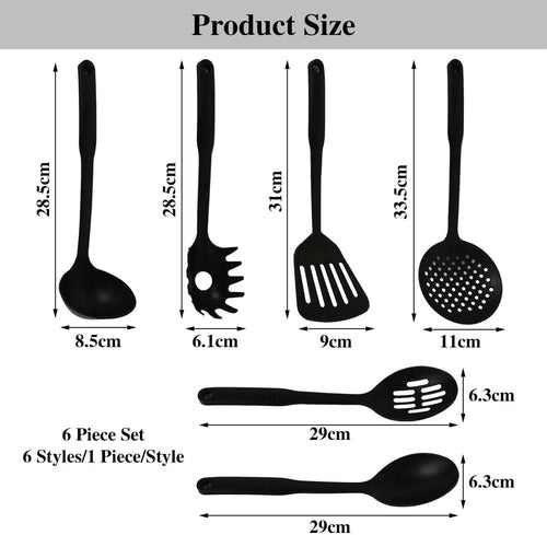 6 Piece Kitchen Cookware, Household Gadgets, Non-Stick Nylon Stirring Spoon, Kitchen Spatula, Long Handle Strainer, Kitchen Utensils Set
