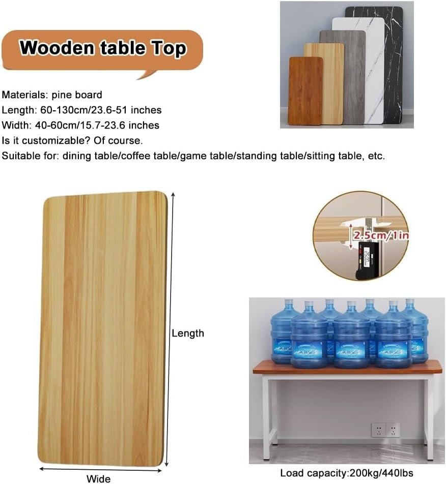Customizable Wooden Tabletop, Square Wood Board Table Top, Butcher Block Countertop, Desk Top for Office, Kitchen, Dining, DIY Projects(Gray,100x60cm/39.37"x23.6")