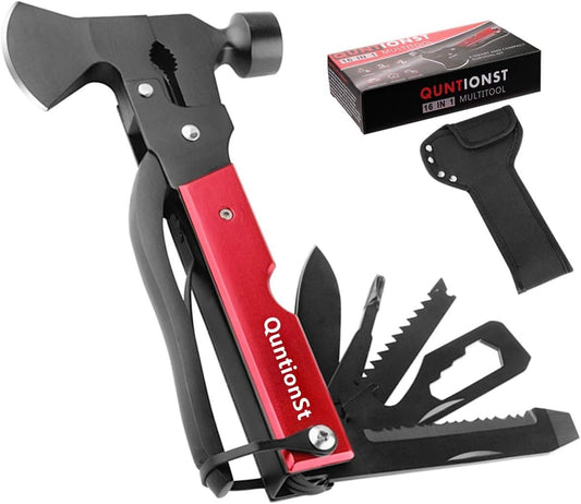 Camping Gear Multitool, Stocking Stuffers for Men, Christmas Mens Gifts for Dad Husband Boyfriend, 16 in 1 Camping Accessories Multitool Hatchet, Camping Tool with Axe,Hammer,Plier,Knife,Bottle Opener