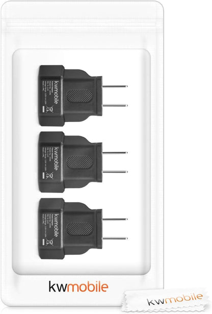 kwmobile 3x Travel Adapter for USA - Plug for USA Canada Mexico for Charging Mobile Phone Tablet PC - Pack of 3 Adapter